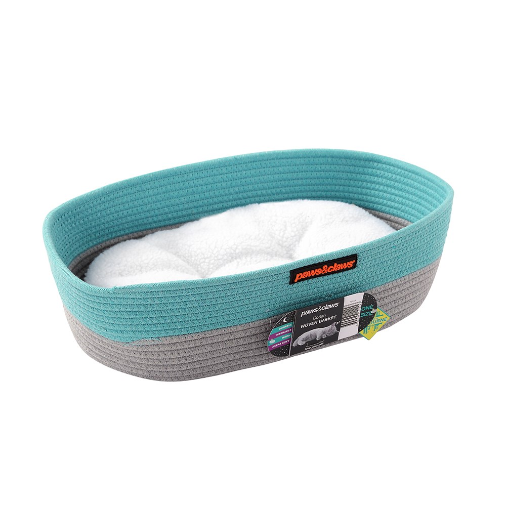 Cotton Woven Basket Cat Bed