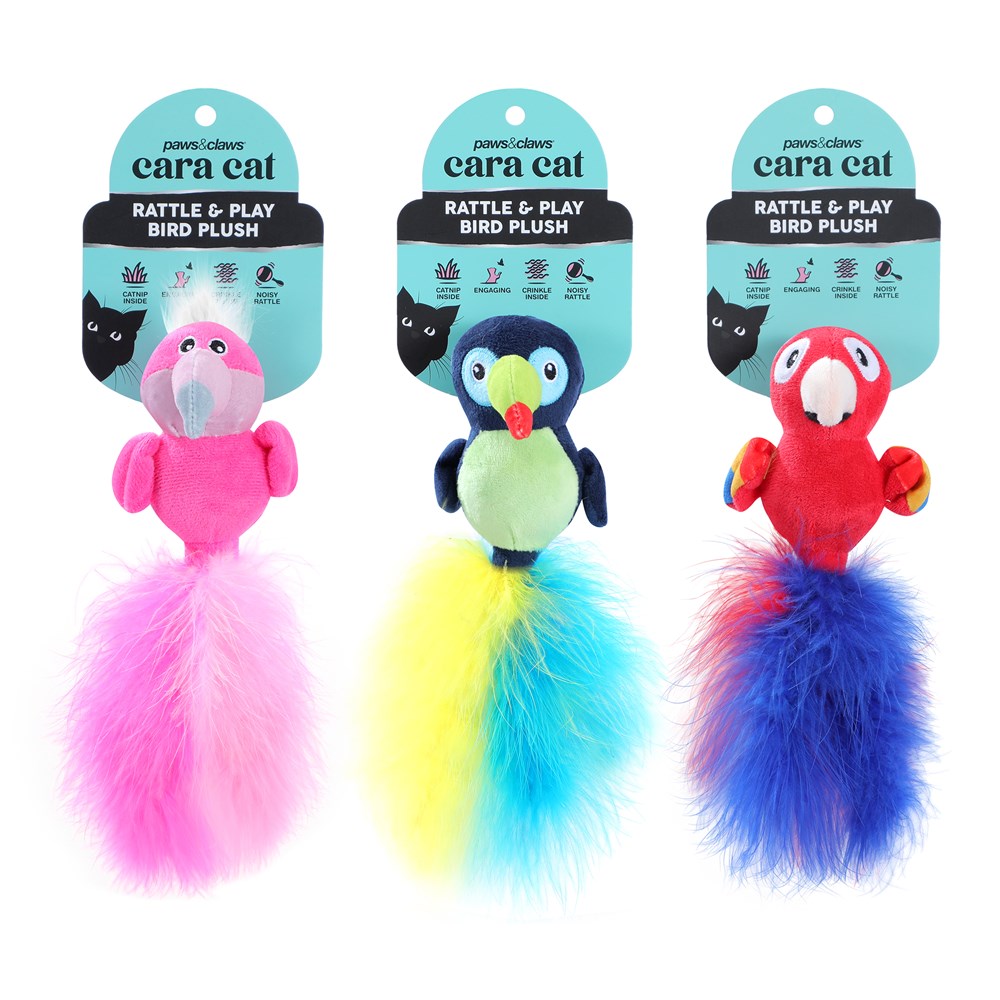 Cara Cat Plush Bird Rattle