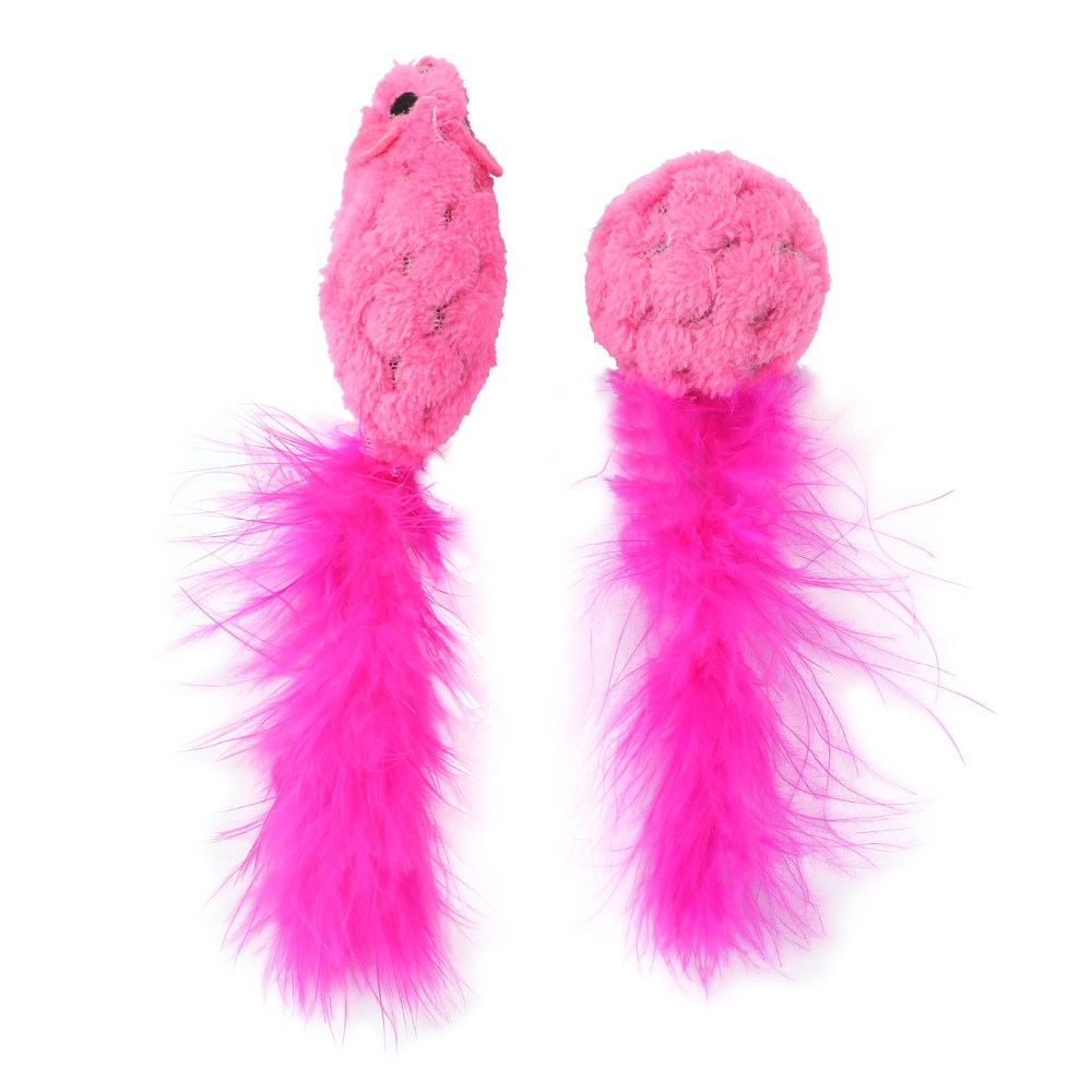 Mouse & Ball Feather Cat Toy